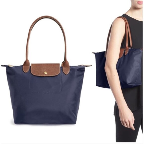 Longchamp Le Pliage Foldable Tote Bag in Navy Blue. - Picture 1 of 15